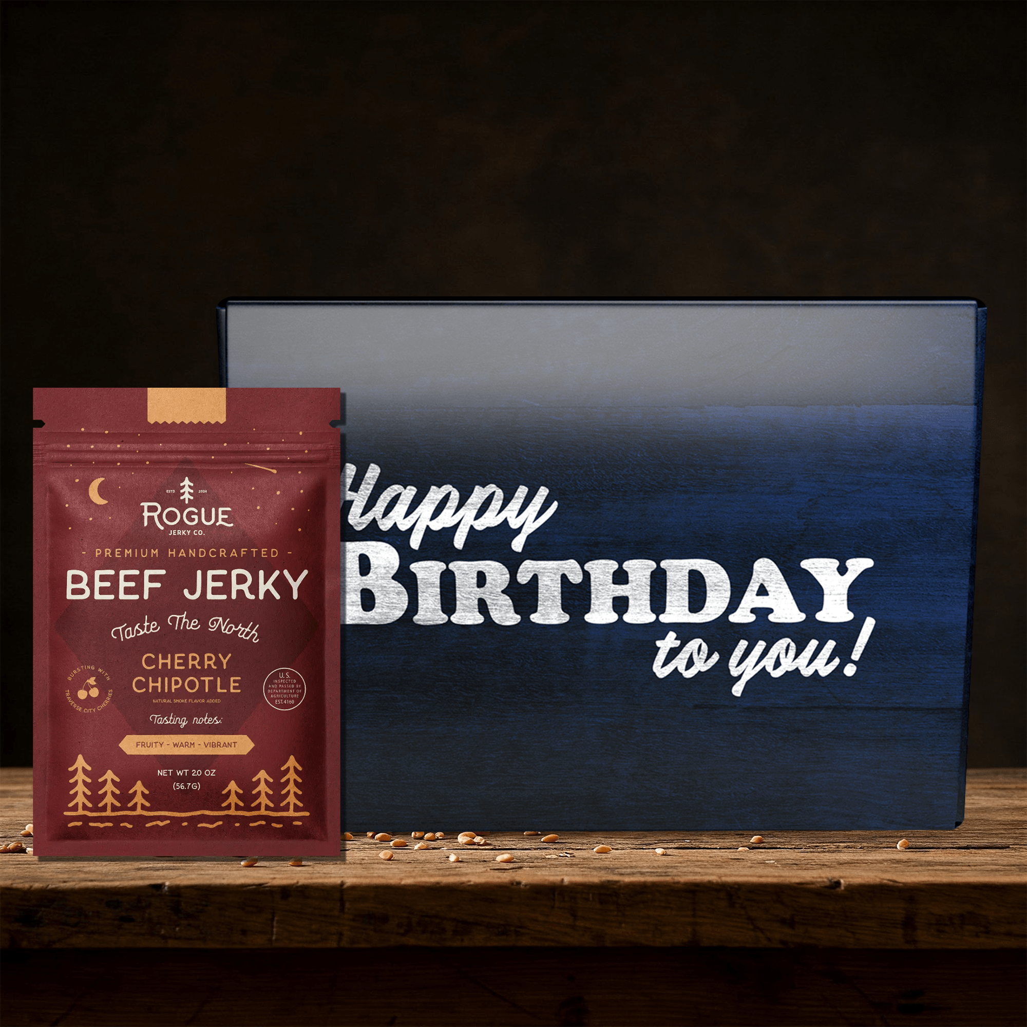 Birthday Jerky Gift Box Featuring 5 Bags of Small-Batch Beef Jerky